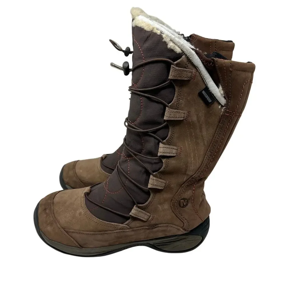 Women's Merrell Boots Encore Apex Coffee Bean Waterproof Insulated Snow 7